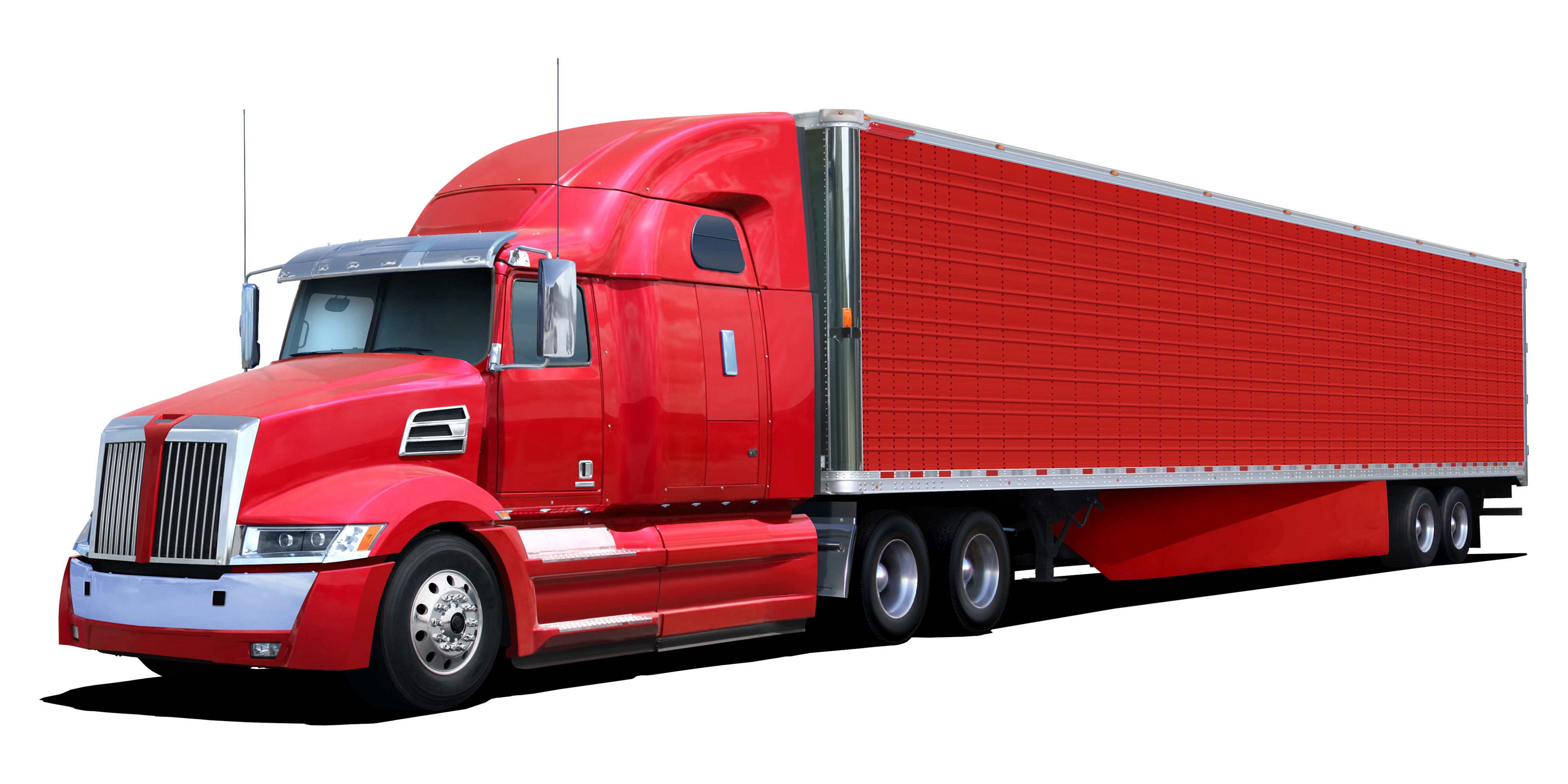 A red truck with freight brokered by AXO